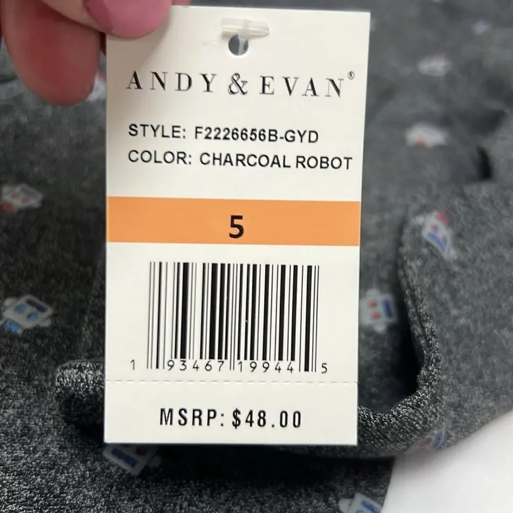 Andy and Evan Boys Robot Pique Knit Buttondown gray NWT size 5